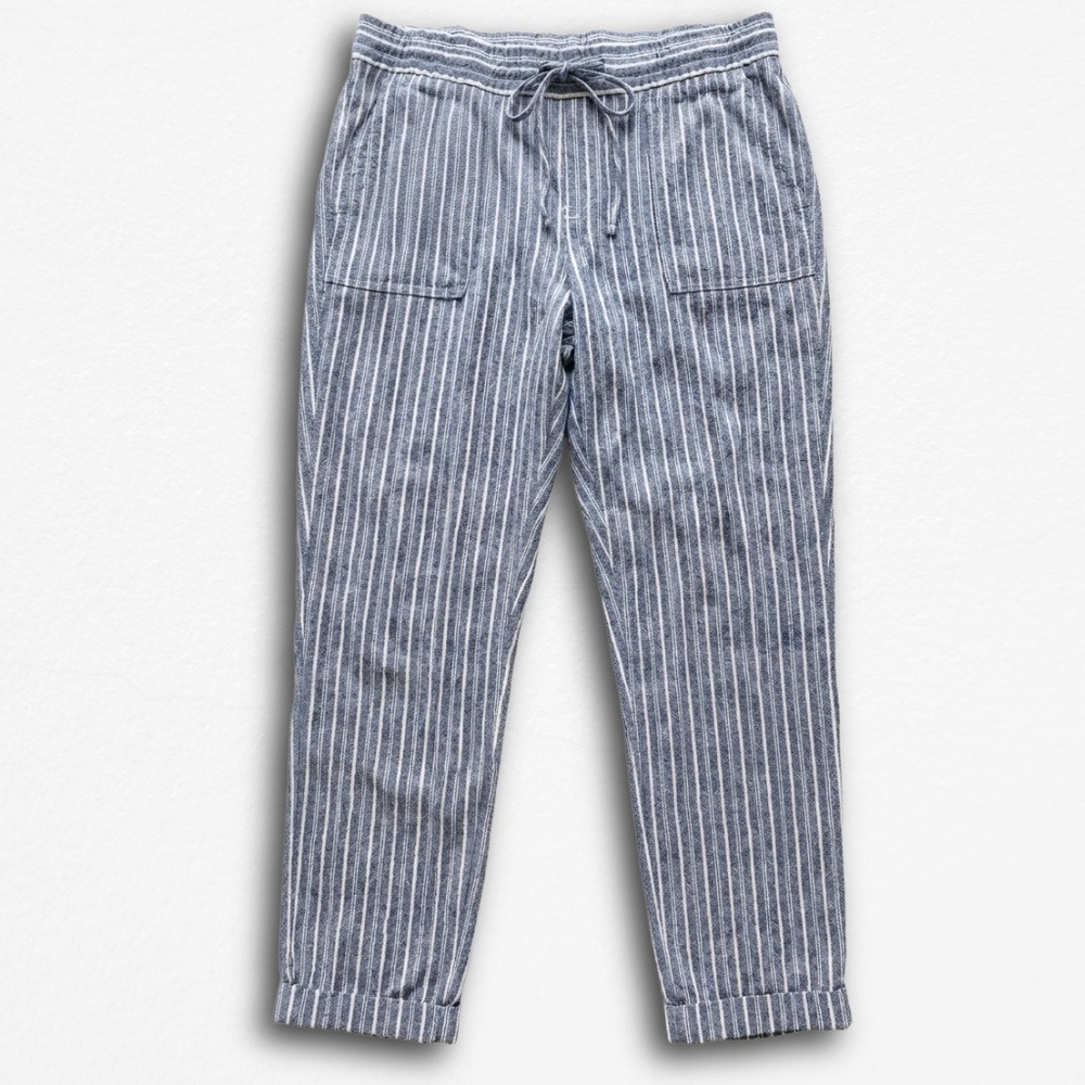 Old Navy Womens Blue White Striped Linen Blend Drawstring Jogger Pants‎ Size S